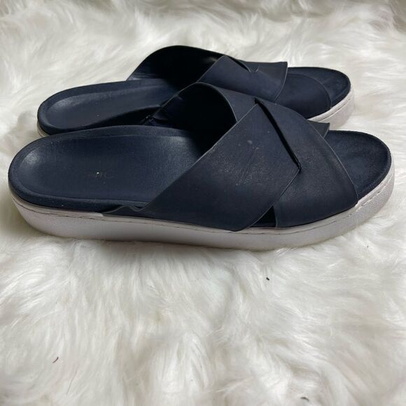 Vionic Lou Leather suede Navy blue straps platform sandals size 8 - Picture 1 of 7